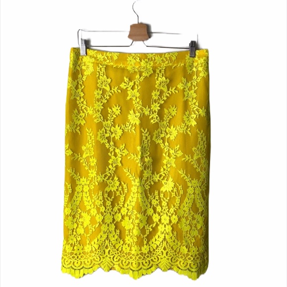 J. Crew | Bright Kiwi Chantilly Lace Pencil Skirt